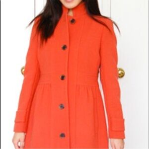 J. Crew Petite Wool Blend Coral/Pink Lady Day Coat - Stand Collar - Size 0P